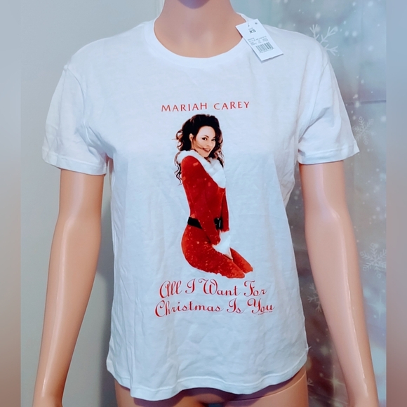 MARIAH CAREY ALL I WANT FOR CHRISTMAS IS YOU COTTON TEE SHIRT WOMEN'S SIZE  XS - Picture 1 of 5
